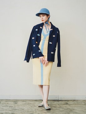 「ニットワンピース」｜「アイテム（イエロー系）」を使った、ORIÉNT MILLINERYさん（レディース・168cm）の冬コーディネート