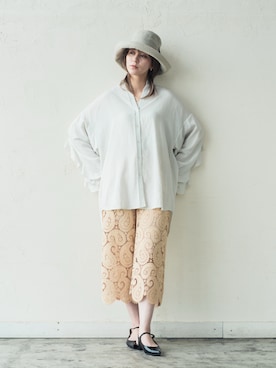 「ツバ広ハット」｜ORIÉNT MILLINERYさん（レディース・168cm）の夏コーディネート