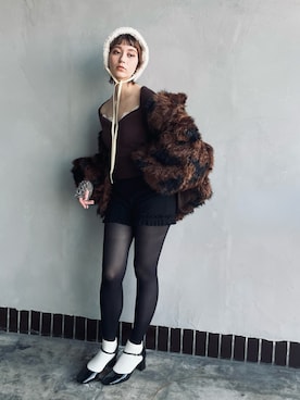 「アイテム（アームカバー）」を使った、ORIÉNT MILLINERYさん（レディース・168cm）の冬コーディネート