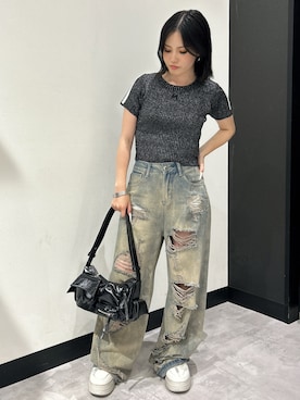 「アイテム（ニット/セーター）」を使った、Amikaさん（レディース・150cm）の夏コーディネート