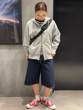 「アイテム（パーカー）」を使った、myu0425さん（レディース・163cm）の秋コーディネート