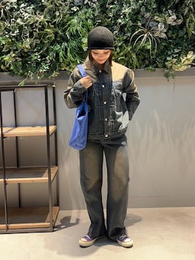 「COLONY 2139（コロニートゥーワンスリーナイン）の秋服 / デニムトラッカージャケット（デニムジャケット、ブルー系）」を使った、myu0425さん（レディース・163cm）の秋コーディネート
