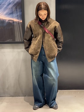 「アイテム（ボディバッグ/ウエストポーチ）」を使った、myu0425さん（レディース・163cm）の冬コーディネート