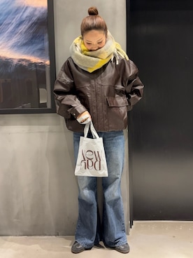 「アイテム（トートバッグ）」を使った、myu0425さん（レディース・163cm）の冬コーディネート