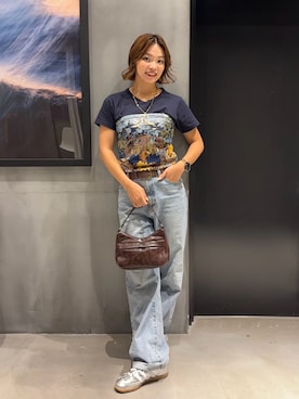 「アイテム（財布/小物、ブルー系）」を使った、myu0425さん（レディース・163cm）の夏コーディネート