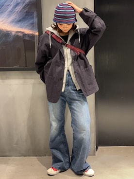 「アイテム（ボディバッグ/ウエストポーチ）」を使った、myu0425さん（レディース・163cm）の冬コーディネート