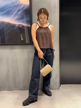 「アイテム（キャミソール、ブラウン系）」を使った、myu0425さん（レディース・163cm）の夏コーディネート