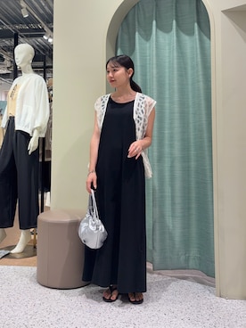 「Jena espace merveilleux(ジェナ エスパスメルヴェイユ)の〈7/22インスタライブご紹介アイテム〉刺繍レースセットワンピース(ワンピース、ホワイト系)」を使った、たむさん(レディース・155cm)の夏コーディネート