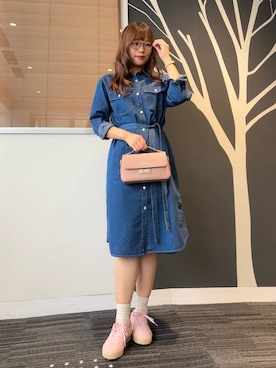 「アイテム（シャツワンピース）」を使った、すかちゃんさん（レディース・166cm）の秋コーディネート