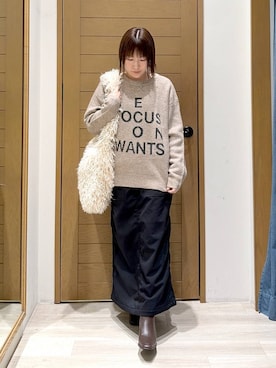 「BAYFLOW（ベイフロー）の[ストレッチ入り]裏起毛ベイカースカート（スカート）」を使った、momokaさん（レディース・159cm）の秋コーディネート