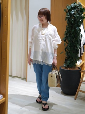 「BAYFLOW（ベイフロー）のアイテム（パンツ）」を使った、momokaさん（レディース・159cm）の春コーディネート
