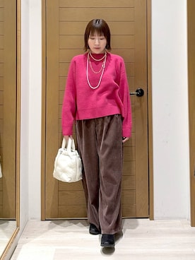 「BAYFLOW（ベイフロー）のアイテム（パンツ）」を使った、momokaさん（レディース・159cm）の冬コーディネート