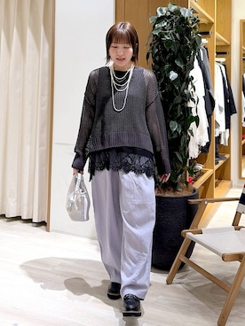 「BAYFLOW（ベイフロー）のアイテム（パンツ）」を使った、momokaさん（レディース・159cm）の春コーディネート