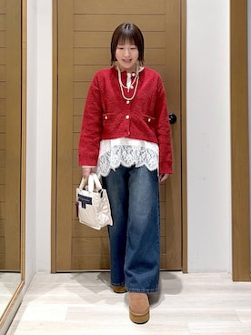 「アイテム（カーディガン/ボレロ）」を使った、momokaさん（レディース・159cm・30代）の冬コーディネート