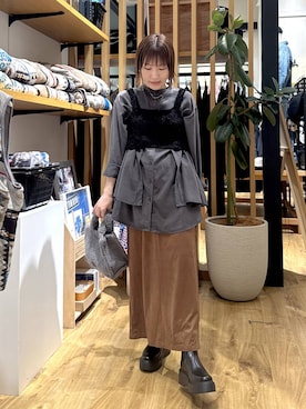 「アイテム（チュニック）」を使った、momokaさん（レディース・159cm）の秋コーディネート
