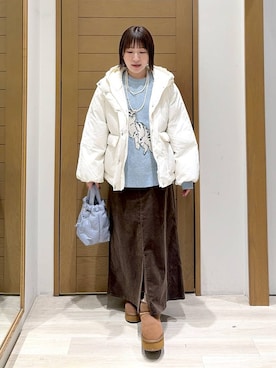 「アイテム（ナイロンジャケット）」を使った、momokaさん（レディース・159cm）の冬コーディネート