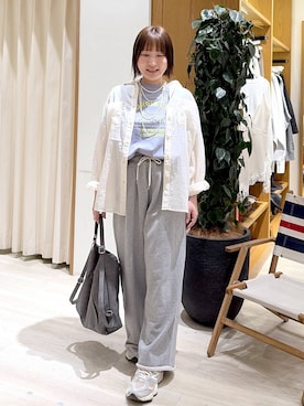 「LOWRYS FARM（ローリーズファーム）のパールタレンネックレス　249411（ネックレス、ホワイト系）」を使った、momokaさん（レディース・159cm）の春コーディネート