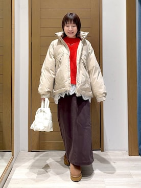 「アイテム（ダウンジャケット/コート）」を使った、momokaさん（レディース・159cm・30代）の冬コーディネート