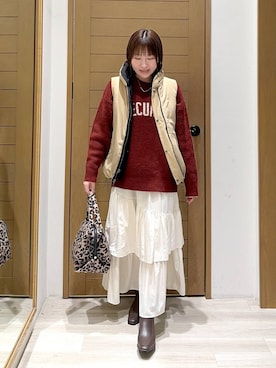 「アイテム（ベスト）」を使った、momokaさん（レディース・159cm・30代）の秋コーディネート