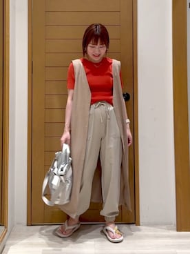 「アイテム（ニット/セーター）」を使った、momokaさん（レディース・159cm・30代）の夏コーディネート