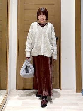 「HEREIAM（ヘレイアム）のアイテム（バッグ）」を使った、momokaさん（レディース・159cm）の秋コーディネート
