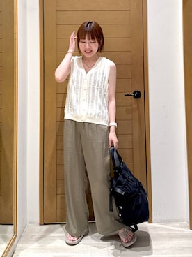 「アイテム（ベスト）」を使った、momokaさん（レディース・159cm・30代）の夏コーディネート