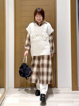 「アイテム（シャツワンピース）」を使った、momokaさん（レディース・159cm）の秋コーディネート