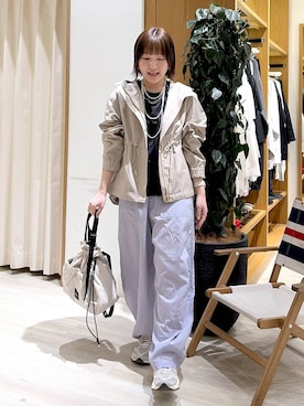 「BAYFLOW（ベイフロー）のアイテム（パンツ）」を使った、momokaさん（レディース・159cm）の春コーディネート