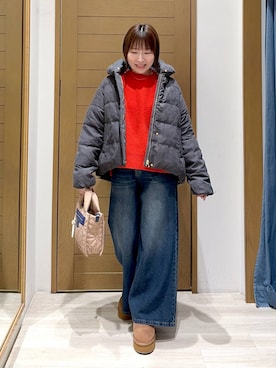 「アイテム（シューズ、イエロー系）」を使った、momokaさん（レディース・159cm）の冬コーディネート