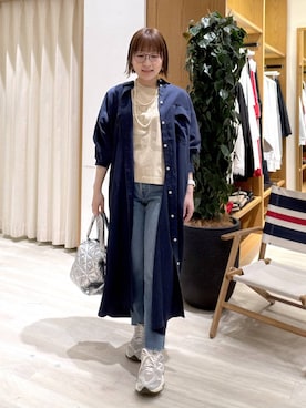 「Levi's（リーバイス）の【Levi's(R)（リーバイス(R)）】別注 501(R) CROP（デニムパンツ、ブルー系）」を使った、momokaさん（レディース・159cm）の春コーディネート