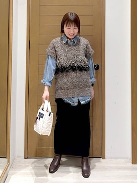 「アイテム（ベスト）」を使った、momokaさん（レディース・159cm・30代）の秋コーディネート