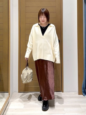 「BAYFLOW（ベイフロー）のコードHDマルチポケショルダー（ハンドバッグ）」を使った、momokaさん（レディース・159cm）の秋コーディネート