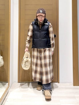 「アイテム（シャツワンピース）」を使った、momokaさん（レディース・159cm）の秋コーディネート