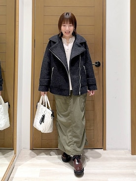 「BAYFLOW（ベイフロー）の[ストレッチ入り]裏起毛ベイカースカート（スカート）」を使った、momokaさん（レディース・159cm）の秋コーディネート