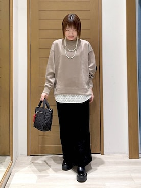 「BAYFLOW（ベイフロー）のアイテム（ショルダーバッグ）」を使った、momokaさん（レディース・159cm）の秋コーディネート