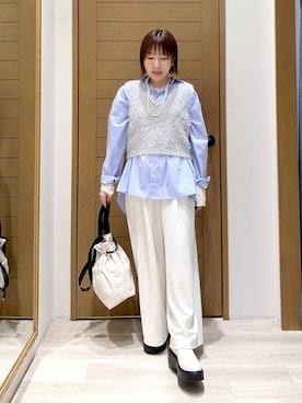 「HEREIAM（ヘレイアム）のアイテム（パンツ）」を使った、momokaさん（レディース・159cm）の秋コーディネート