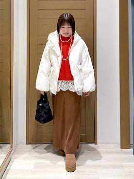 「アイテム（ナイロンジャケット）」を使った、momokaさん（レディース・159cm）の冬コーディネート