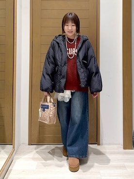 「アイテム（ナイロンジャケット）」を使った、momokaさん（レディース・159cm）の冬コーディネート