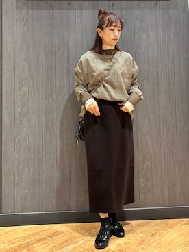 「Cutie Blonde（キューティーブロンド）の【S-LL】上品なレースハイネックトップス（Tシャツ/カットソー）」を使った、meiさん（レディース・153cm）の秋コーディネート