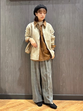 「SHOO・LA・RUE（シューラルー）の【セットアップ可/洗濯機可】軽やかに羽織れる スポンディッシュ ニットカーディガン（カーディガン/ボレロ、ベージュ系）」を使った、meiさん（レディース・153cm）の秋コーディネート