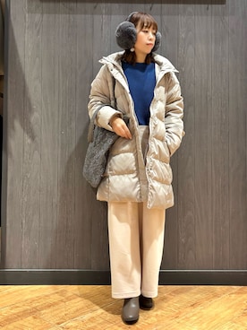 「アイテム（イヤーマフ）」を使った、meiさん（レディース・153cm）の冬コーディネート