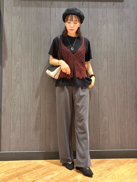 「SHOO・LA・RUE（シューラルー）の【軽量】ふわっと軽いフラップショルダーバッグ（ショルダーバッグ）」を使った、meiさん（レディース・153cm）の秋コーディネート