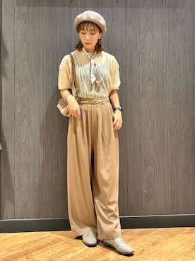 「SHOO・LA・RUE（シューラルー）の【軽量】ふわっと軽いフラップショルダーバッグ（ショルダーバッグ）」を使った、meiさん（レディース・153cm）の秋コーディネート