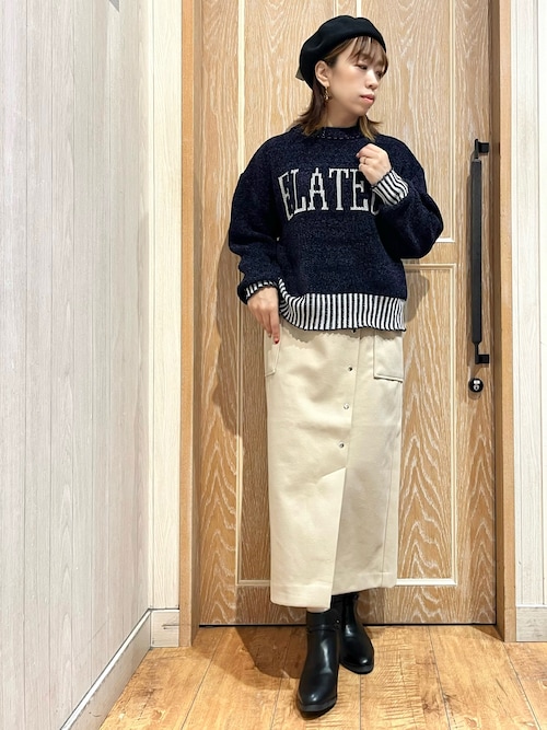 セール】【S-LL】もちもち感がたまらない モールロゴリブ切替ニット