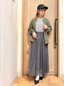 「キャップ女子」｜「アイテム（ブルゾン）」を使った、meiさん（レディース・153cm）の春コーディネート