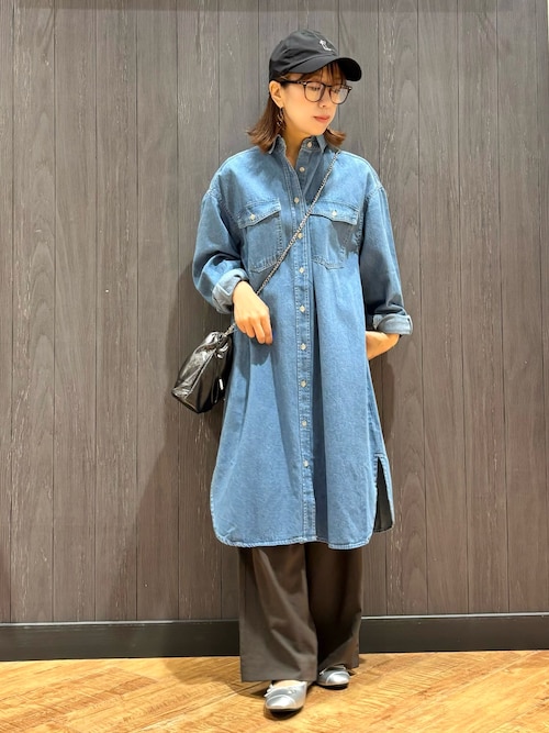 S-LL】ロングシーズン活躍 デニムシャツワンピース（ワンピース