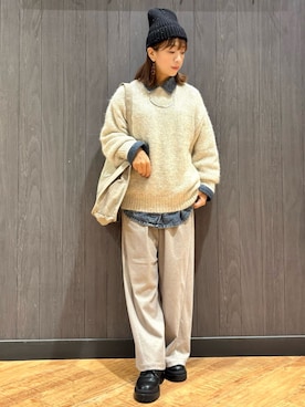 「アイテム（ニットキャップ/ビーニー）」を使った、meiさん（レディース・153cm）の秋コーディネート