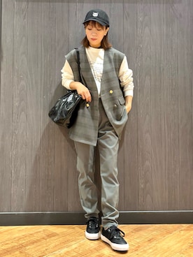 「SHOO・LA・RUE（シューラルー）のアニマル刺繍キャップ（キャップ）」を使った、meiさん（レディース・153cm）の秋コーディネート