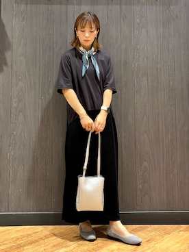 「スカーフ」｜「アイテム（バッグ）」を使った、meiさん（レディース・153cm）の夏コーディネート