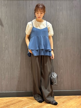「アイテム（タンクトップ）」を使った、meiさん（レディース・153cm）の秋コーディネート